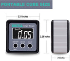 Digital Angle Gauge, eOUTIL Angle Finder Mini Digital Level Protractor Inclinometer with V-Groove Magnetic Base - Cube Level Box for Woodworking, Table Saw, Construction, Machinery, Masonry