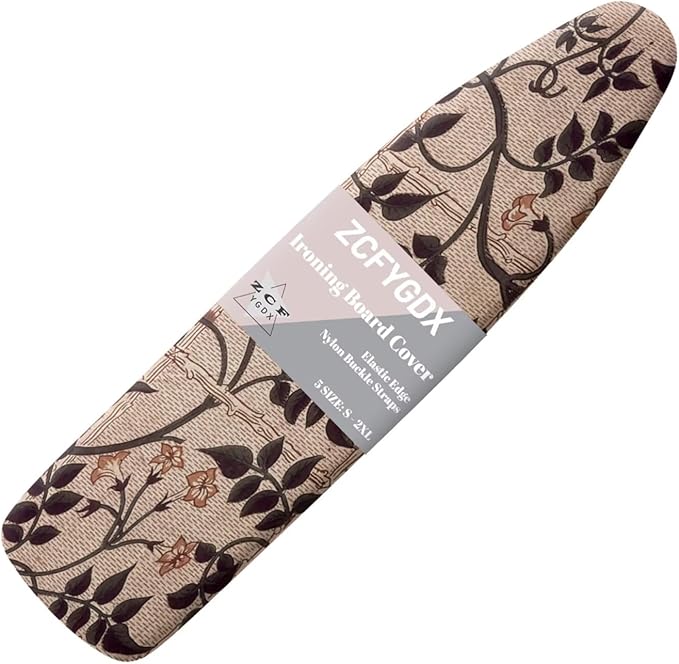 ZCFYGDX Ironing Board Cover with William Morris Prints, Washable Elastic Fabric, Heat-Resistant and Breathable, 3 Nylon Buckle Straps Fastening, Fits for Various Standard Sizes, 17x49 Inch