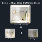 YEELAIT 40x36 Inch LED Bathroom Mirror with Lights Front and Backlit Lighted Vanity Mirror for Bathroom Wall with 3 Colors Dimmable Anti-Fog Memory Shatter-Proof IP54 Waterproof Horizontal/Vertical