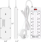 Power Strip,ALESTOR Surge Protector with 12 Outlets and 4 USB Ports, 6 Feet Extension Cord (1875W/15A) for for Home, Office, Dorm Essentials, 2700 Joules, ETL Listed (White)