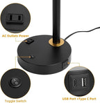 Starstrips Desk Lamp with Dual USB Charging Port, Heavy Duty Metal Task Light, 340 Degree Swivel Arms, Easy Assembly with Cord Guide, Reading Lamp for Home Office, Black & Gold (Bulb Not Included)