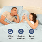 Split Head King Sheet Set – 4 Piece Flex Split Top King Sheets for Adjustable Beds - Fits 14” to 16" Mattress w/ Deep Pockets - Soft, Breathable & Cooling - Luxury Bedding and Wrinkle Free - Ice Blue