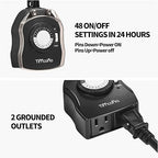 TiFFCOFiO Outdoor Timer Outlet for Lights, 24 Hour Mechanical, Outdoor Light Timer Waterproof, 2 Grounded Outlets for Home and Garden, 15A 1/2HP, Heavy Duty, CSA Listed (2 Pack)
