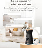 Furbo 360° Cat Camera + Mini 360° Cam [New Subscription Required at Setup] 2-Camera Bundle Nanny Subscription: Cat Safety Alerts, Pet Camera with Speaker, Phone App & Night Vision
