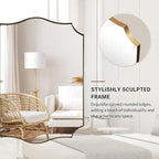 ANDY STAR 30x48 Inch Gold Bathroom Mirror, Large Brushed Gold Rectangle Mirror, Antique Brass Mirror in Rust-Proof Stainless Steel 1" Frame, Unique Wavy Frame Design, Vertically/Horizontally