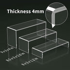 HIIMIEI Acrylic Display Riser, 3 Step 9" Large Acrylic Risers, Clear Rectangular Display Shelf for Cupcake Stand, Tiered Display Stand for gemstone, curio, Anime figurines, Collectibles