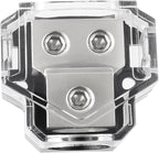 BOJACK 2 Way Power Distribution Connecting Block 1x0/2/4 Gauge Input 2x4/8 Gauge Output Power Distribution Block for Car Amplifier Audio Splitter