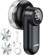 coldSky Rechargeable Fabric Shaver, Lint Shaver with Digital Display, Sweater Shaver with 6-Leaf Blades and Safety Lock, 3-Speeds Defuzzer Remove Fuzz, Pills from Clothes, Furniture, Sofa, Blanket