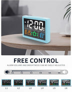 Digital Alarm Clock, with 5.5" Large LED Time Display, Adjustable Alarm Volume, 6 Level Brightness, Alarm Settings, USB Charger, Temperature Detect, Snooze, Clocks for Bedroom, Bedside, Desk, Blue