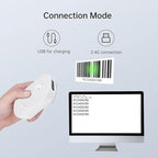 THARO New Wireless Mouse Barcode Scanner, 2-in-1 Design 2D Handheld Barcode Scanner with Wireless Mouse Functions for POS System,Store,Supermarket, Warehouse.(White)