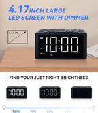 Digital Alarm Clock Radio with AM/FM Radio, Presets, Scan, Dual Weekday/Weekend Alarms, Snooze, Sleep Timer and Dimmable White LED Display for Bedroom, Living Rooms, Kitchens, Offices, etc (White)