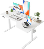 Agilestic Electric Standing Desk, L-Shaped 55 Inches Height Adjustable Desk, Sit and Stand up for Work Office Home, Ergonomic Rising Computer Table for Home Office with Splice Board, White
