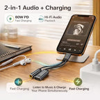 Mizi [2025 Upgraded USB-C to 3.5mm Headphone & Charger Adapter – 2-in-1 Type-C Audio Dongle with Hi-Res DAC & Fast Charging – Compatible with iPhone 16/15, Galaxy S25/S24, Pixel, iPad - Grey