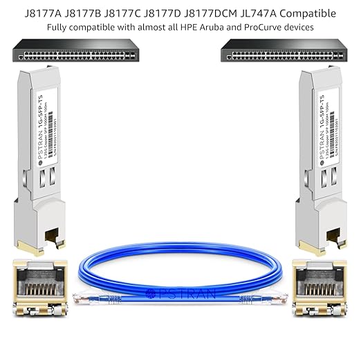 OPSTRAN 1000BASE-T SFP RJ45 Copper Transceiver Module Compatible with HPE Aruba J8177D J8177DCM JL747A Procurve J8177C J8177B J8177A 100m Cat5e/6 4 Pack