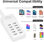 2 Pack 10-Ports USB Charger Station, Power Strips with Surge Protection，Smart USB Charger for Multiple Devices,Smart Watches ，Phones， Tablets for Home,Office,Travel(USB-A Port)