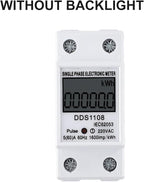 Digital Energy Meter LCD Display 50A 60A Single Phase Power Monitor Electric Consumption Meter with Backlight LED Pulse Indicator for Industrial Commercial Use(Without backlight)
