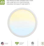 ASD LED 18" Round Flush Mount Ceiling Light Fixture, Low Profile Surface Lighting | 5CCT, Dimmable, Ultra-Thin, ETL Listed | 32W 2600LM 2700-6000K 100-277V | Kitchen, Bedroom, Hallway Lamp | White
