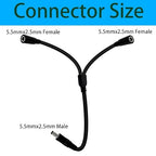 1.3FT 5.5mmx2.5mm 14AWG 12V/24V DC Power Splitter 1Male to 2Female High Power 5525 Connector for Solar Panel, Energy Storage Power Supply, Outdoor Power Supply, LED Strip Light 2pcs