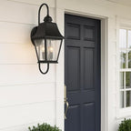 Hinkley Kingston Outdoor Large Wall Mount Lantern - 2-Light, Traditional, Aluminum, Clear Seedy Glass - Black Finish