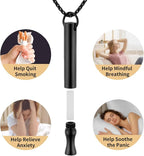 Replace Bad Habit Flavored Air Necklace with 12pcs Refillable Cores in 4 Flavors, Habit Support Refreshing Necklace for Stress Relief Sensory Fidget for Adults (Black)