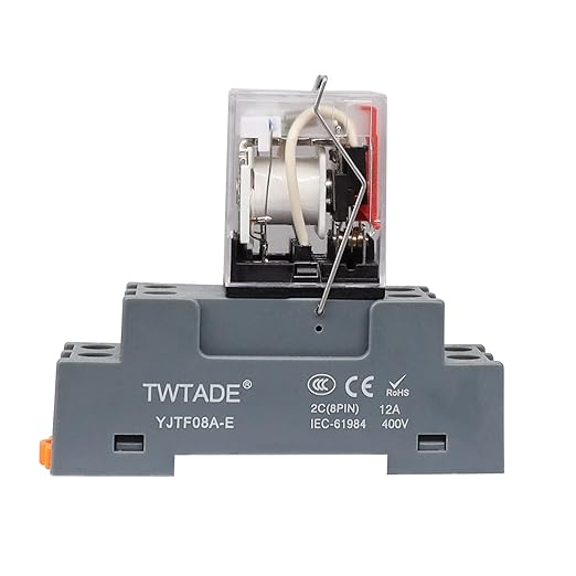 TWTADE/2PCS DC 12V Relay 10A Electromagnetic Power Coil Relay 8 Pins DPDT 2NO 2NC with Indicator Light, Socket Base & DIN Rail -YJ2N-LY