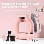 Single Serve Coffee Maker,Fast Brew in 2 minutes,Stylish＆Compact Design,MINI Q 2 IN 1 Coffee Machines for K*cup Capsules & Ground Coffee, Pink Coffee maker