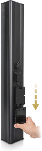Sound Town Weatherproof Compact Aluminum Line Array Column Speaker with Wall Mount Bracket, 6 x 3 Woofers, 4 x 1.2 Dome Tweeters, Black, for Church, Indoor & Outdoor Installation (CARPO-M64B)