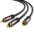 RCA Y-Adapter Splitter Cable (2 Pack-10FT+10FT), 1 RCA Male to 2 RCA Male Stereo Audio Subwoofer Cable, Bi-Directional, for Home Theater, Hi-Fi System, Amplifier, Speaker, 24K Gold Plated, OD:5.0MM