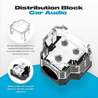 Distribution Block, Malictele 2 Way Power Distribution Block 1x 0/2/4 Gauge Input 2X 4/8 Gauge Output Out Amp Power Distribution Block Car Audio Splitter for Vehicles Boats 2 Pack