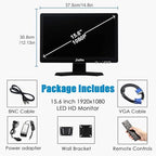 JaiHo 15.6 Inch 60Hz Computer Monitor - 1920×1080P Widescreen Display Screen - 16:9 Office PC Monitor with Multifunctional Input - Gaming Monitor for Gaming CCTV Raspberry Pi PC - VESA Mounting