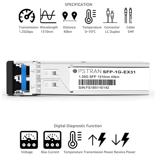 OPSTRAN 1000BASE-EX SFP Optical Transceiver Module Compatible with Juniper Networks SFP-1GE-EX-40 1310nm 40km DDM Duplex LC SMF 4 Pack