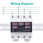 Automatic Transfer Switch, 110V 63A Auto Transfer Switch Real-time Monitoring with LED Display,Din Rail Mount