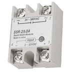 XINGYHENG 2Pcs SSR-25DA Single-Phase DC Solid State Relay Module Load 24-380VAC Controlled Module Input 3-32V DC for Industrial Automation Process