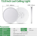 6PK 15.8 Inch LED Flush Mount Ceiling Light, 32W, 3480LM, 3000K/4000K/6000K CCT Selectable, Round Flat Panel Light Low Profile Ceiling Light Fitures for Hallway, Kitchen, Bedroom, Laundry Room, White