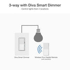 Lutron Diva Smart Dimmer Light Switch for Caseta Lighting (Lutron Smart Hub Required), for LED Lights, 150W, Single-Pole/3-Way, No Neutral, White - 6 Pack