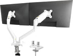 XEVKZO Dual Monitor Arms, Gas Spring Monitor Arms for 2 Monitors up to 34" Curved/Flat, 22lbs per Arm, VESA Mount 75x75 100x100mm, C-Clamp & Grommet Base, Adjustable Tilt/Swivel/Rotation White