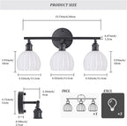 Shenmoyl Bathroom Light Fixtures, 3-Light Black Vanity Wall Light Over Mirror with White Tulip Glass Shade for Bedroom Living Room (Bulb Not Included)