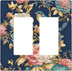 Bvtewkhz Floral Birds Morris 2 Gang Double Rocker Decorative Outlet Covers Light Switch Plate Electrical Receptacle Switchplate For Bathroom Kitchen Bedroom