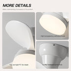 Myleoron 20 Inch Ceiling Fan with Light, 3 ABS Blades, White Small Ceiling Fan with Remote Control, Suitable for Living Room, Dining Room, Bedroom