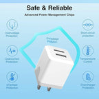 USB Wall Charger，Dual A USB Port Cube Power Plug Adapter，Fast Phone Charger Block Charging Box Brick for Phone 16 15 14 13 12 11 Pro Max 10 Se X 8 7 Plus,and More【2 Pack】