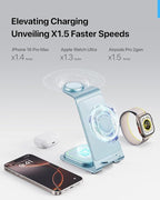 Intoval 3 in 1 Wireless Charging Station for iPhone 17 16 15 14 13 12 11 Pro Max X XS XR, Aluminum Unibody Wireless Charger for Apple Watch 11 10 9 8 7 Ultra SE 3 2, for AirPods 4 Pro 2 3 (Blue)