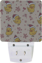 Pigsaly Led Night Light Cute Cartoon Yellow Ducks Santa Hats Snowflake Night Light Plug in Wall Lamp Smart Dusk to Dawn Sensor Nightlight Led Lamp Energy Saving Lights Gift for Kids Room Bedroom Ba
