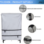 JINLI 45-50 inch outdoor TV trolley cover, courtyard TV cover, Oxford fabric waterproof and dustproof, triple windproof design, compatible with rolling/mobile stand