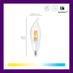 WiZ Connectd Clear 40W BA11 Tunable White Filament LED Smart Bulb - Pack of 6 - E12 - Indoor - Connects to Wi-Fi - Control with Voice or App - Matter Compatible