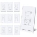 BESTTEN 10 Pack Super Slim Digital Dimmer with Air Gap Power Cut Off Switch, Single Pole or 3 Way Dimmable Light Dimmer Switch, 3 Button Control, Screwless Wallplate Included, ETL Listed, White
