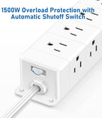 30W USB C Power Strip Surge Protector,4 Side 12 Outlets Desk Power Strip with Ultra Thin Flat Plug,PD Fast Charing,2 USB-C,2 USB-A(USB Total 40W),10ft Flat Extension Cord with Multiple Outlets,1200J