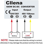 Cllena DC/DC 24V 36V to 48V Boost Converter 10A 480W Step Up Voltage Regulator Module Car Power Supply Voltage Transformer (Input 20V-42V)
