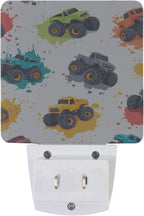 Pigsaly Led Night Light Fiery Paint Splashes Colorful Monster Trucks Night Light Plug in Wall Lamp Smart Dusk to Dawn Sensor Nightlight Led Lamp Energy Saving Lights Gift for Kids Room Bedroom Bathro