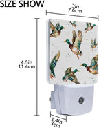 Pigsaly Led Night Light Watercolor Flying Mallard Ducks Night Light Plug in Wall Lamp Smart Dusk to Dawn Sensor Nightlight Led Lamp Energy Saving Lights Gift for Kids Room Bedroom Bathroom Hallway