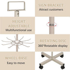 Exttlliy Retail Display Stand Store Display Rack 5 Tier Metal Spinning Display Stand Rack with Wheels Keychain Jewelry Stocking Hat Display Stand with Hooks for Malls, Showroom, Retail Store (Grey)